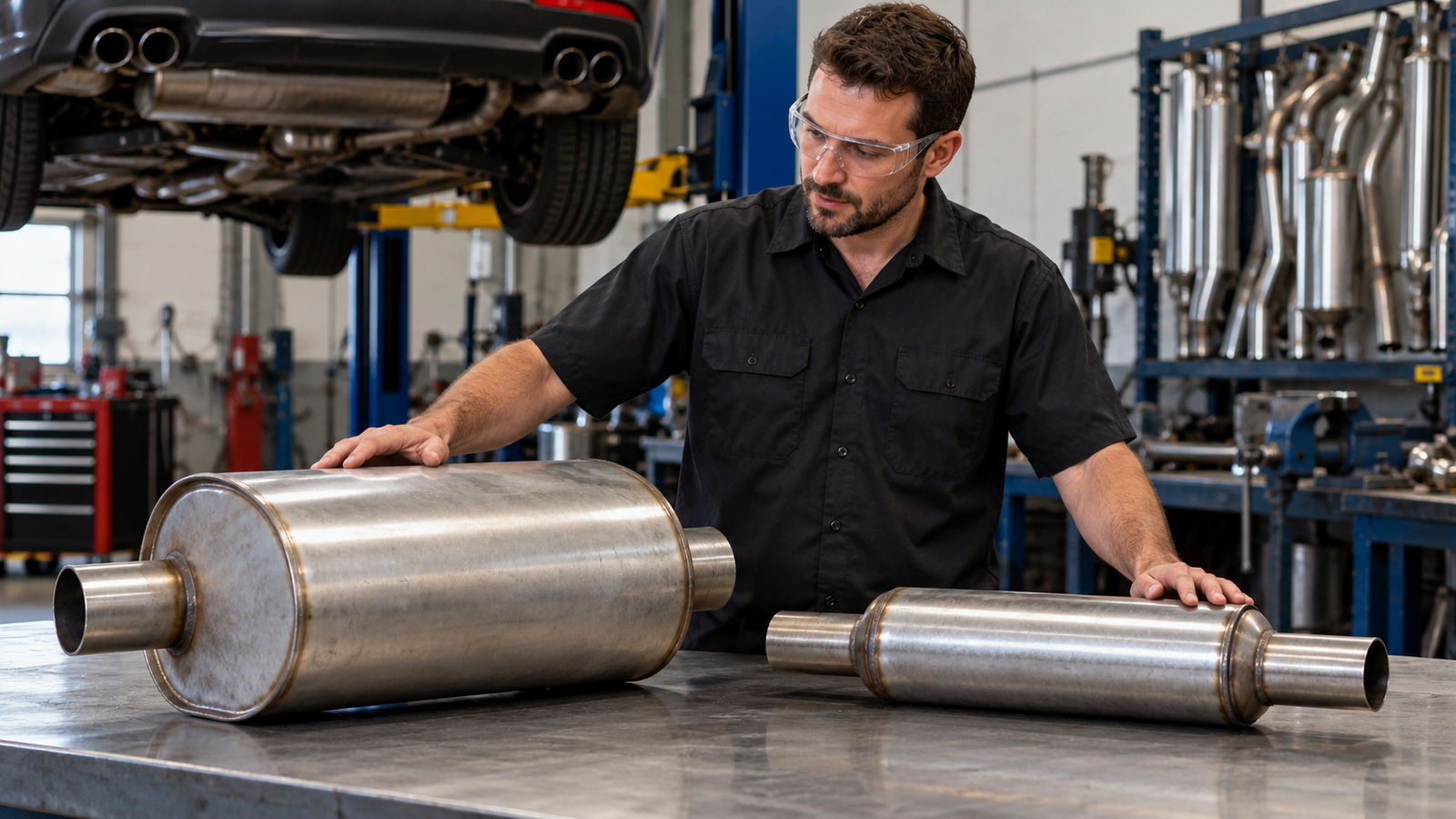 What is the difference between a muffler and a resonator?